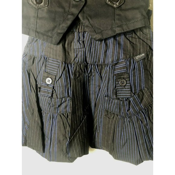 Jottum Girls 5 & 6 Skirt Vest Set Navy Black Applique Satin Cotton Pockets $206 - Picture 4 of 10